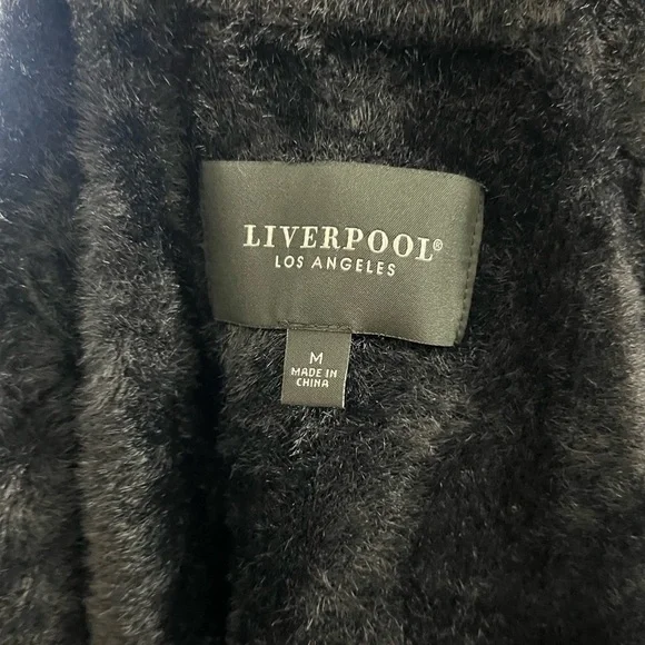 Liverpool Los Angeles Black Fuzzy Faux Fur Knit cardigan sweater. NWOT! - Picture 8 of 8